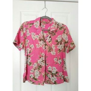 Tommy Bahama Women's Shirt Button Up Small Silk Floral Print Pink